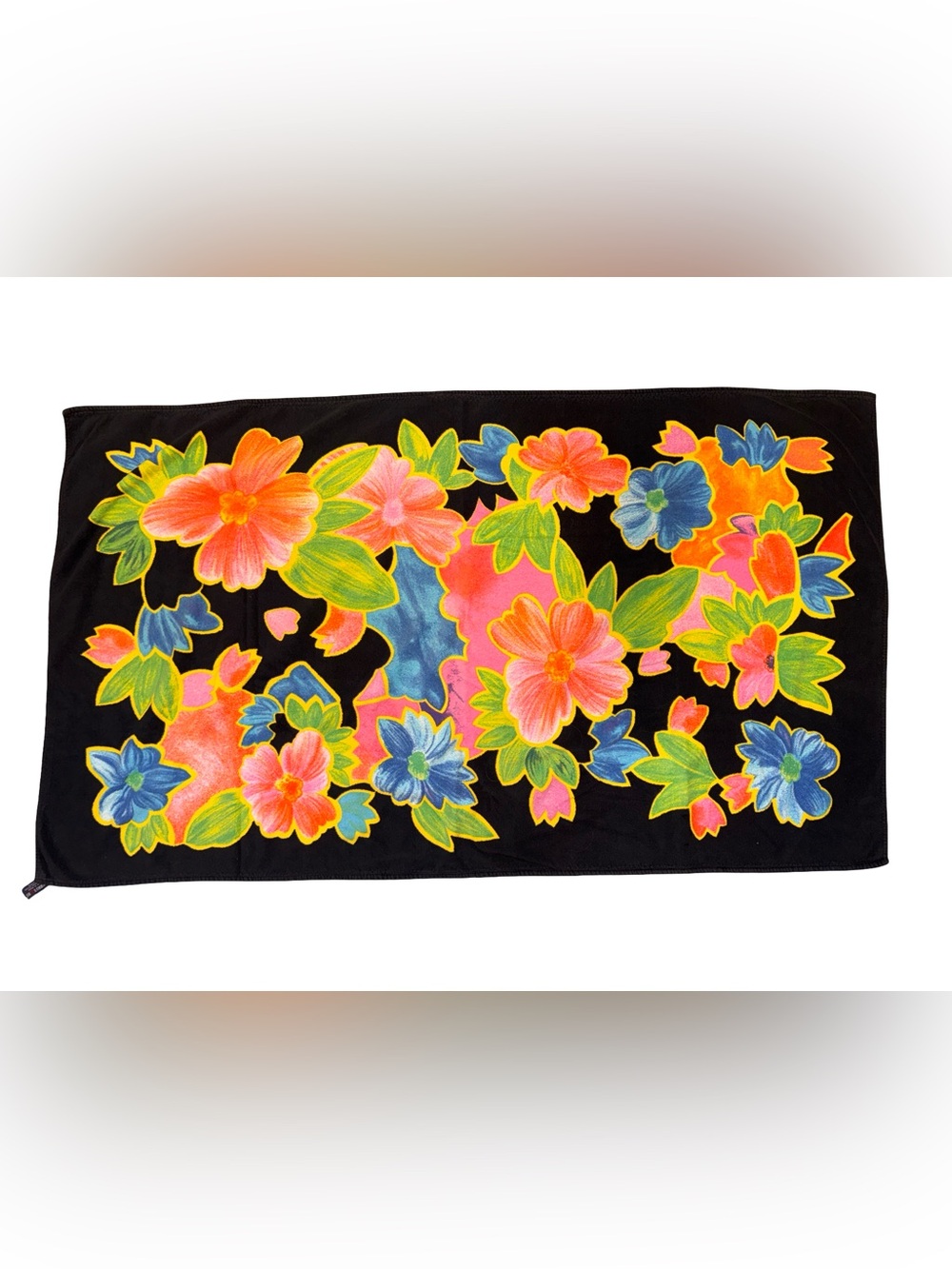 Vintage 1992 Neon Floral Beach Towel Tropical Miami Dopamine Decor